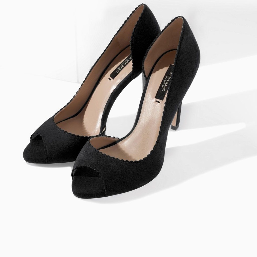 Zara Faux Suede Peep Toe Size 9